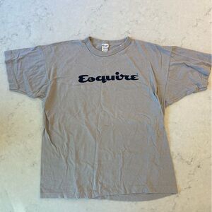 Vintage Mens Gray Esquire Logo Short Sleeve Tee Sz XL